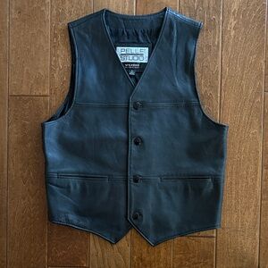 Pelle Studio Men's Black Leather Button Vest
